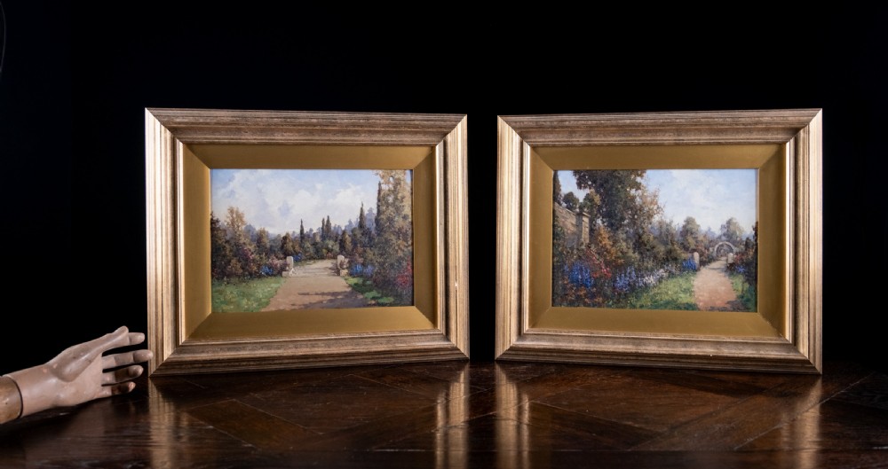 James Jerome Miller (fl.1875-1900) - Pair Of Country Gardens. Oil Paintings. View XVII
