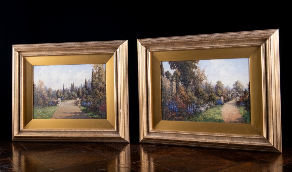 James Jerome Miller (fl.1875-1900) - Pair Of Country Gardens. Oil Paintings. View XVIII
