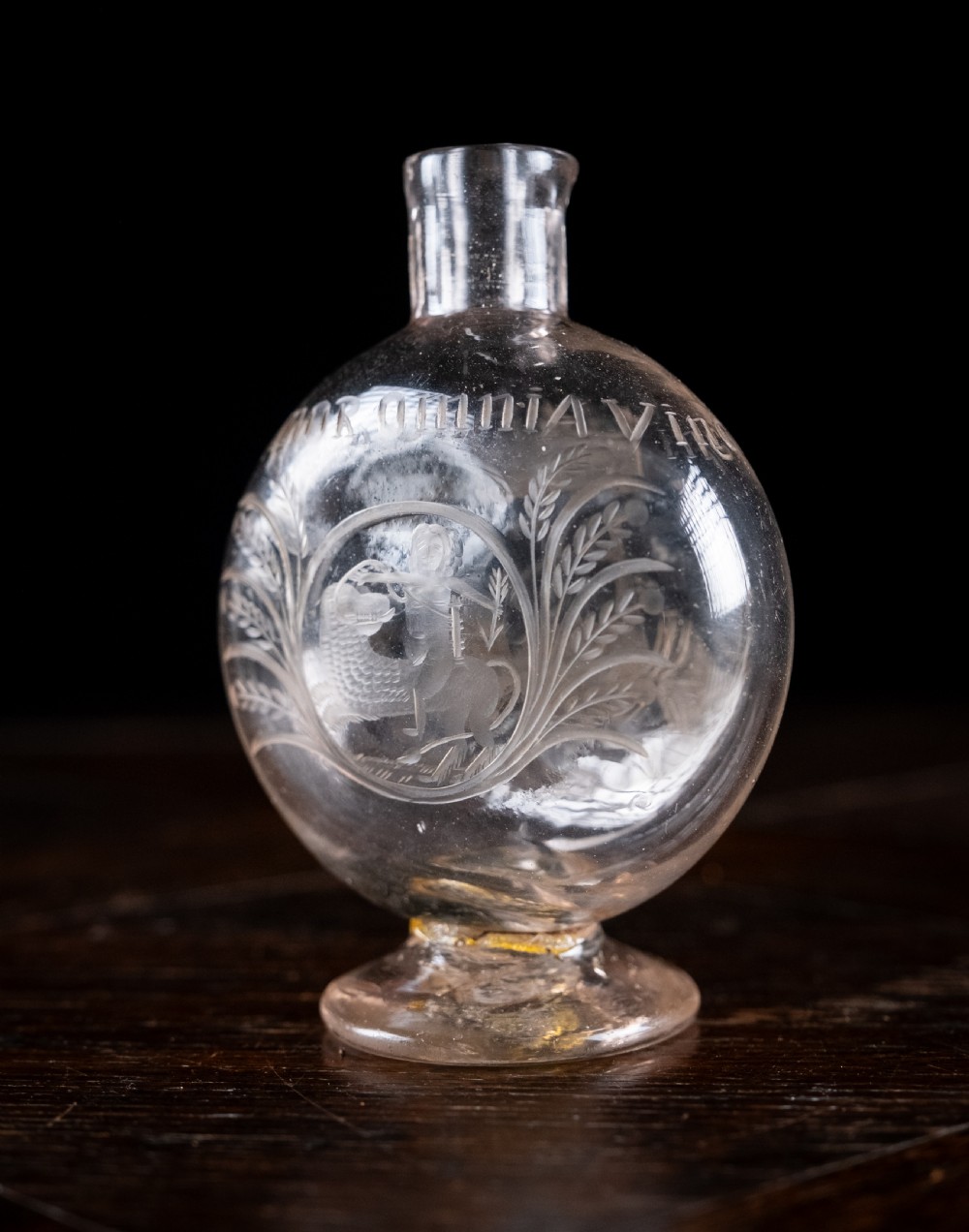 18th Century Engraved Flask Secret Storage Book View IV