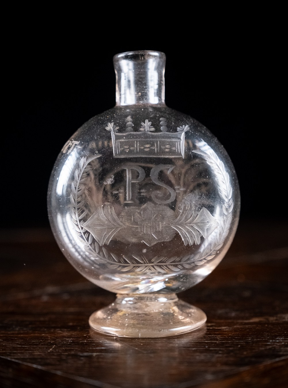 18th Century Engraved Flask Secret Storage Book View VI