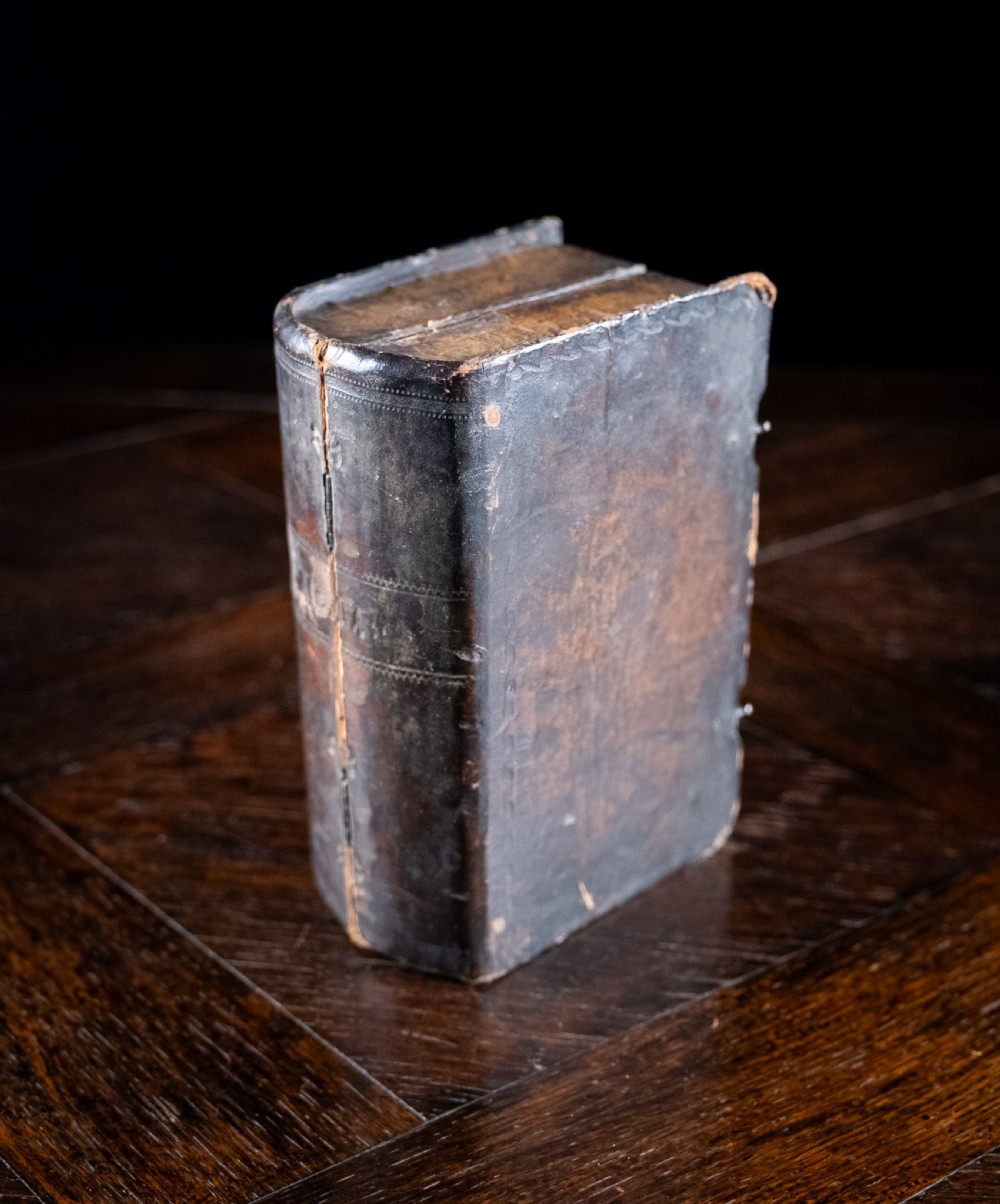 18th Century Engraved Flask Secret Storage Book View X