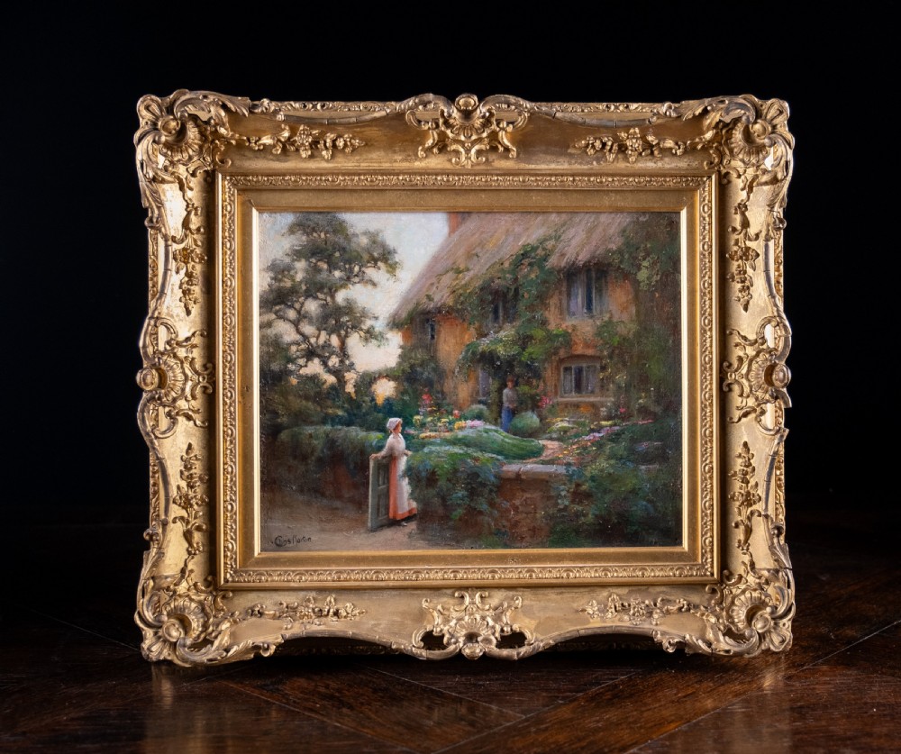 Charles William Norton (c.1870- 1946) - Thatched Cottage At Twilight. Oil On Canvas.  View V
