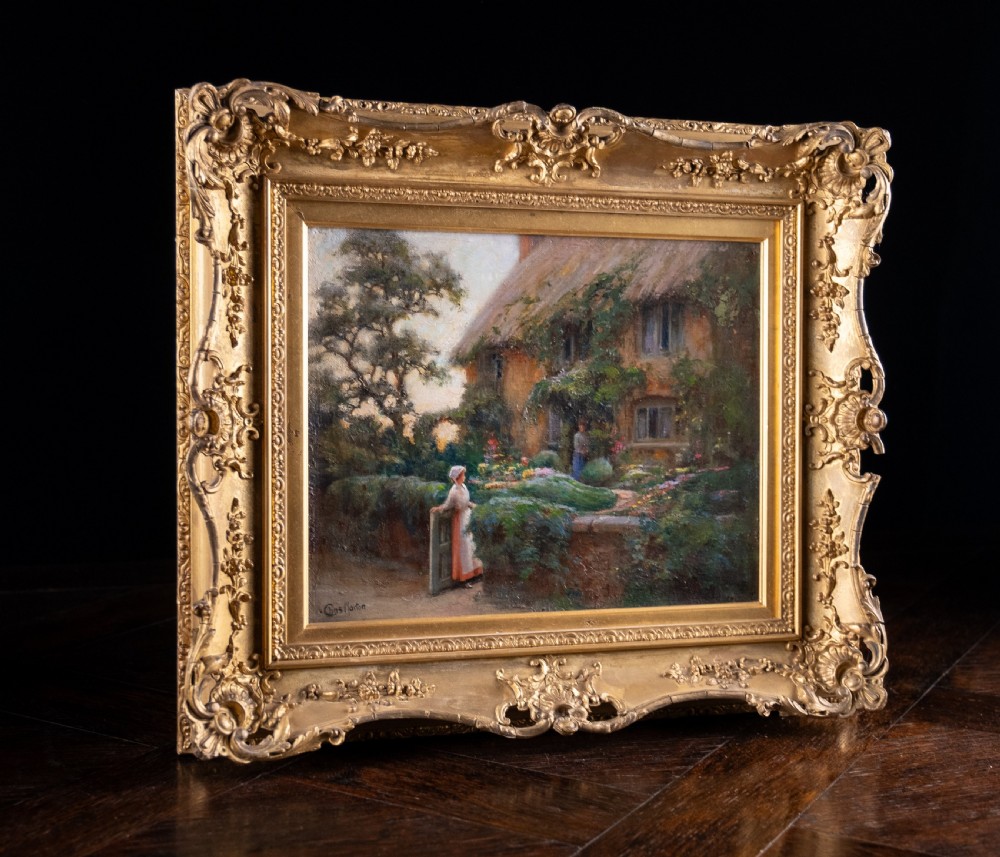 Charles William Norton (c.1870- 1946) - Thatched Cottage At Twilight. Oil On Canvas.  View VI