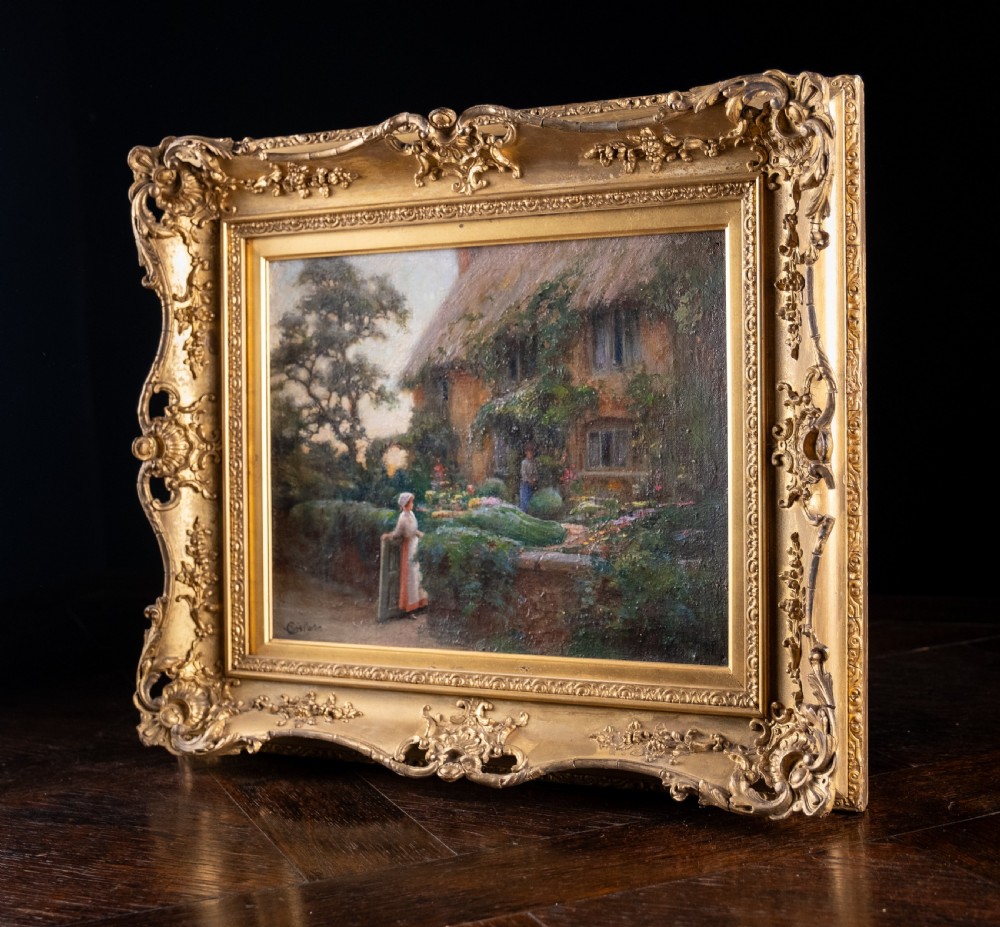Charles William Norton (c.1870- 1946) - Thatched Cottage At Twilight. Oil On Canvas.  View VII