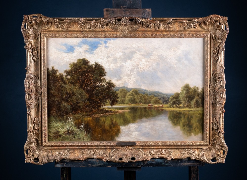 Henry H. Parker (British, 1858-1930) - 'Silent Waters On the Avon'. Oil On Canvas.