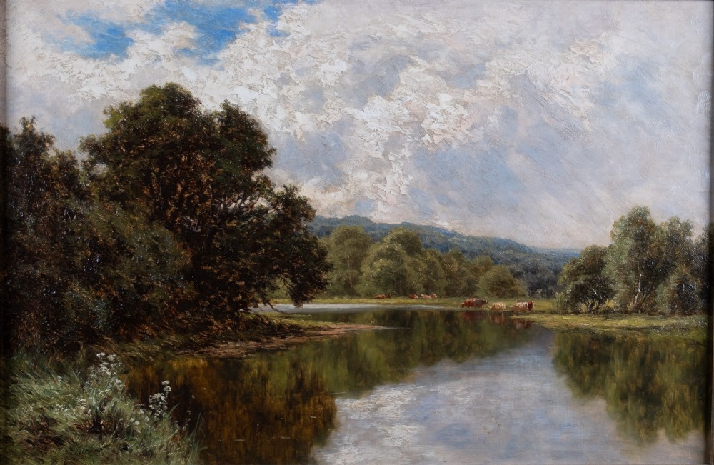 Henry H. Parker (British, 1858-1930) - 'Silent Waters On the Avon'. Oil On Canvas. View II