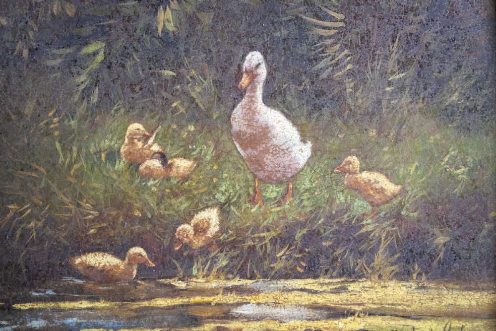 Constant David Ludovic Artz (1870-1951) - Ducks By A Pond. Oil On Board. View II
