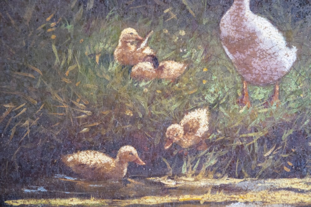 Constant David Ludovic Artz (1870-1951) - Ducks By A Pond. Oil On Board. View V