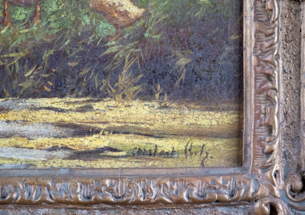 Constant David Ludovic Artz (1870-1951) - Ducks By A Pond. Oil On Board. View VI
