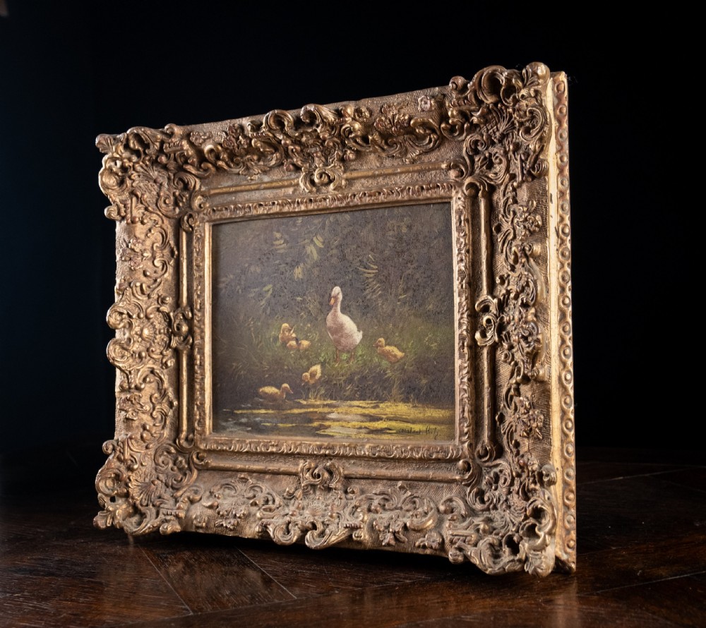 Constant David Ludovic Artz (1870-1951) - Ducks By A Pond. Oil On Board. View VIII