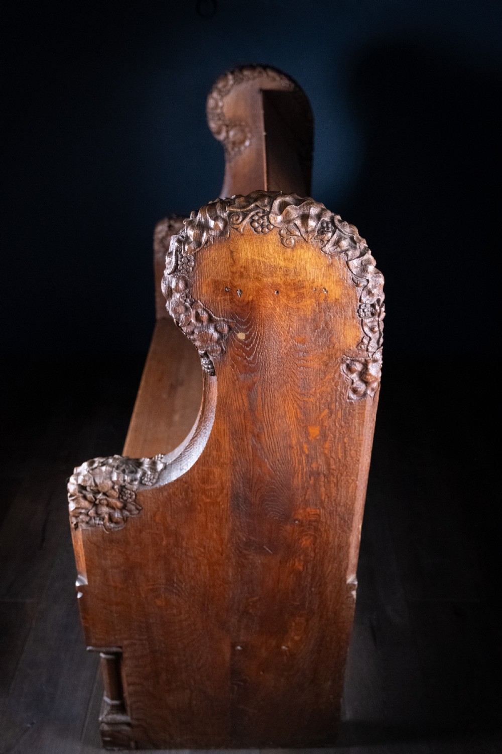 19th Century Golden Oak Foliate Church Pew / Settle View IX