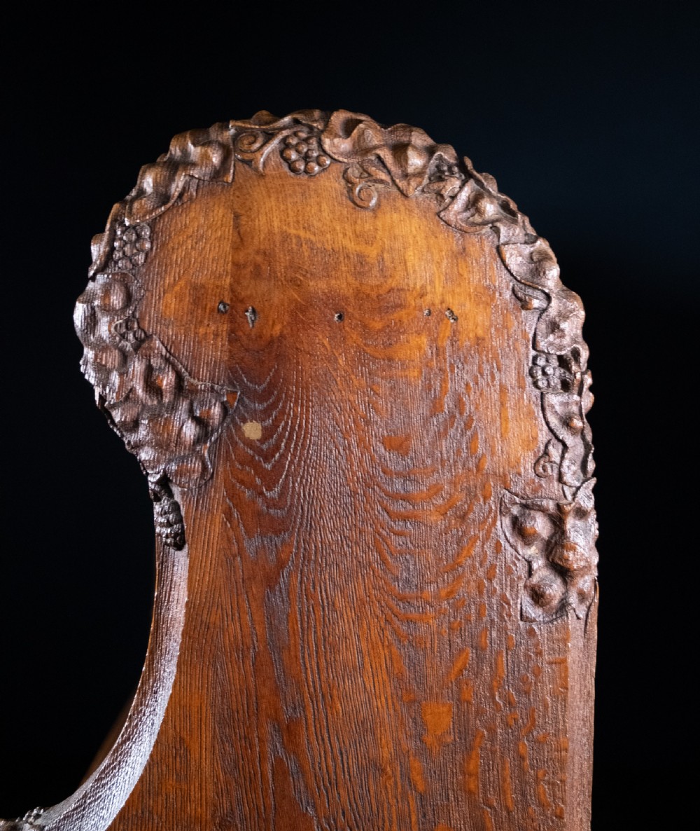 19th Century Golden Oak Foliate Church Pew / Settle View X
