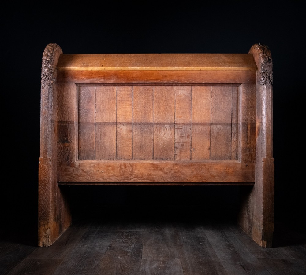 19th Century Golden Oak Foliate Church Pew / Settle View XVIII