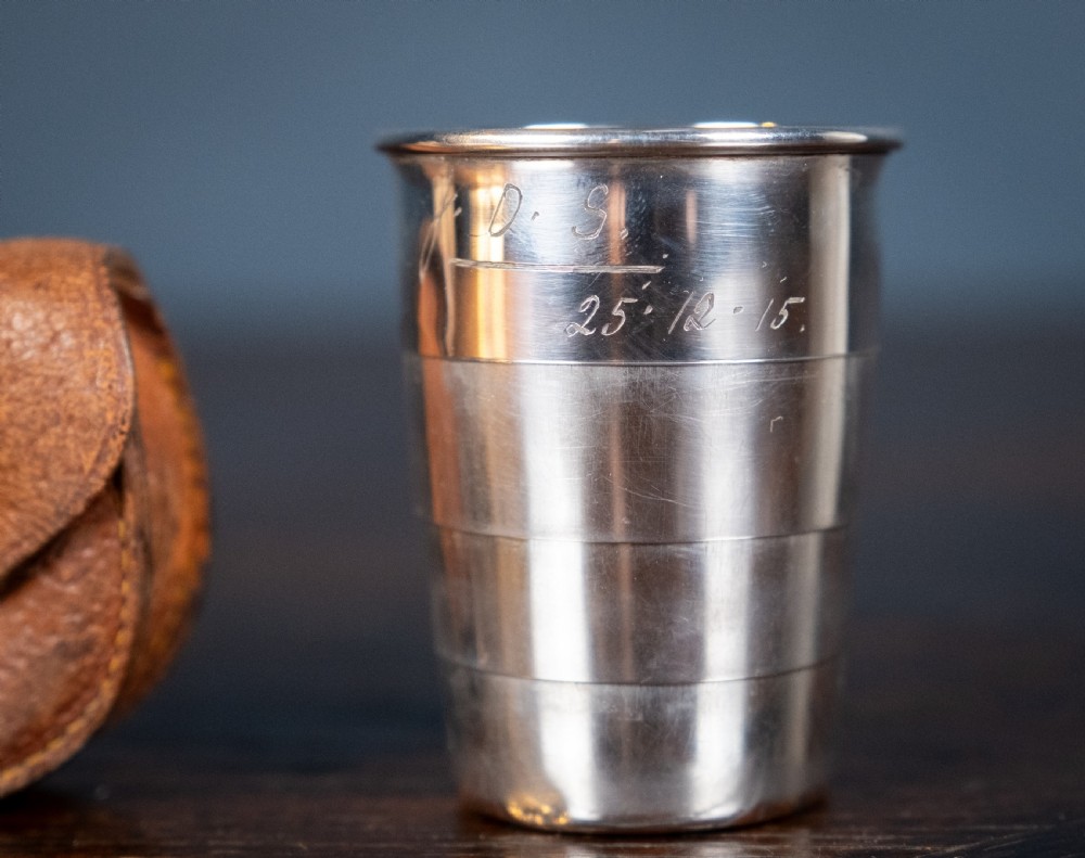 Sterling Silver Collapsible Beaker With Original Case - Chester, 1914. View II