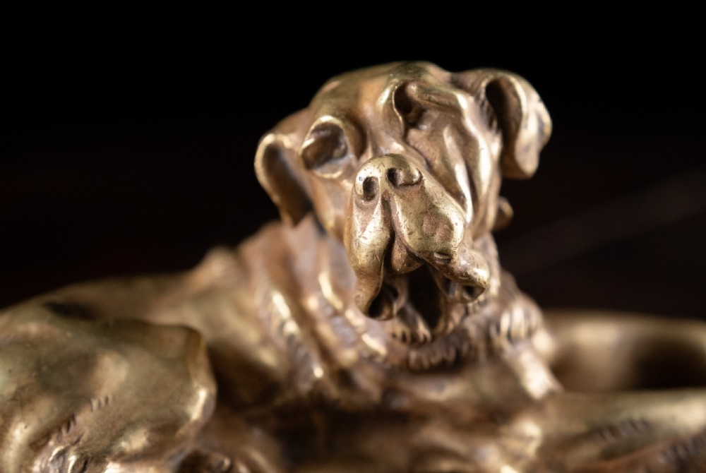 19th Century Gilt Bronze Mastiff Dog View III