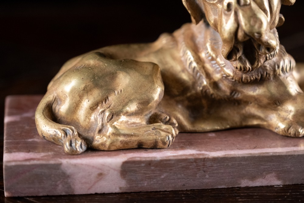 19th Century Gilt Bronze Mastiff Dog View IV