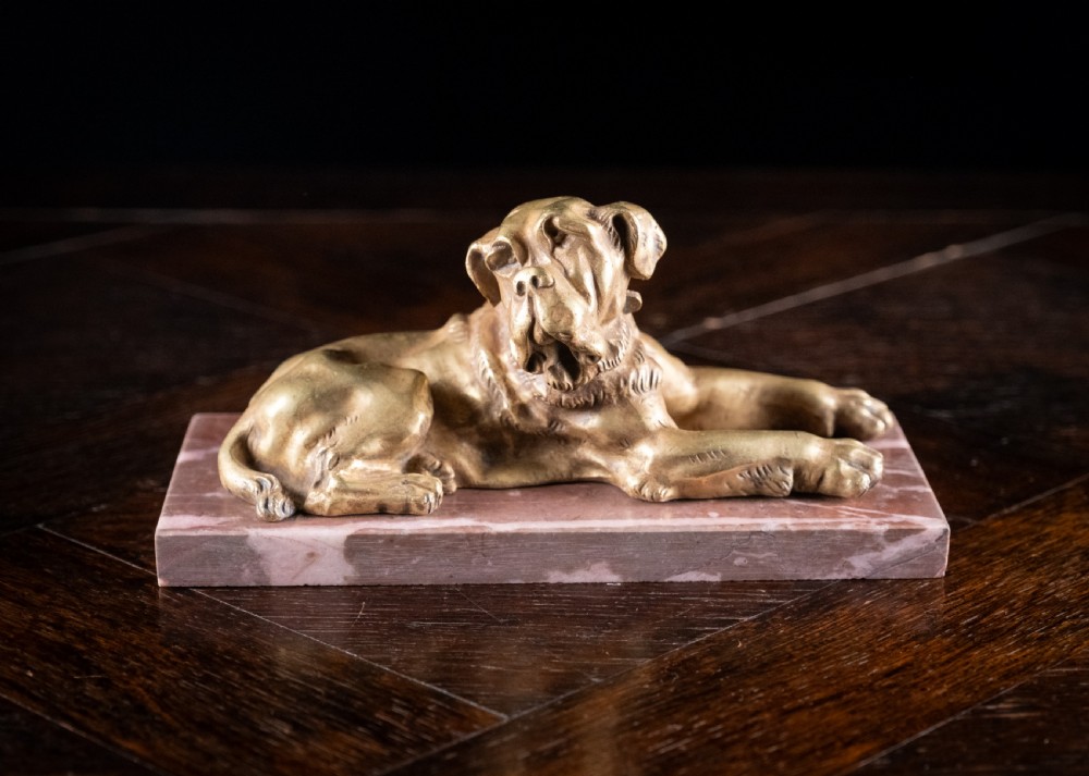 19th Century Gilt Bronze Mastiff Dog View XII