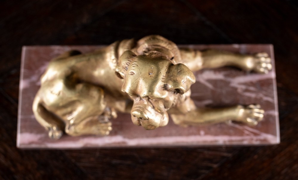 19th Century Gilt Bronze Mastiff Dog View XIII