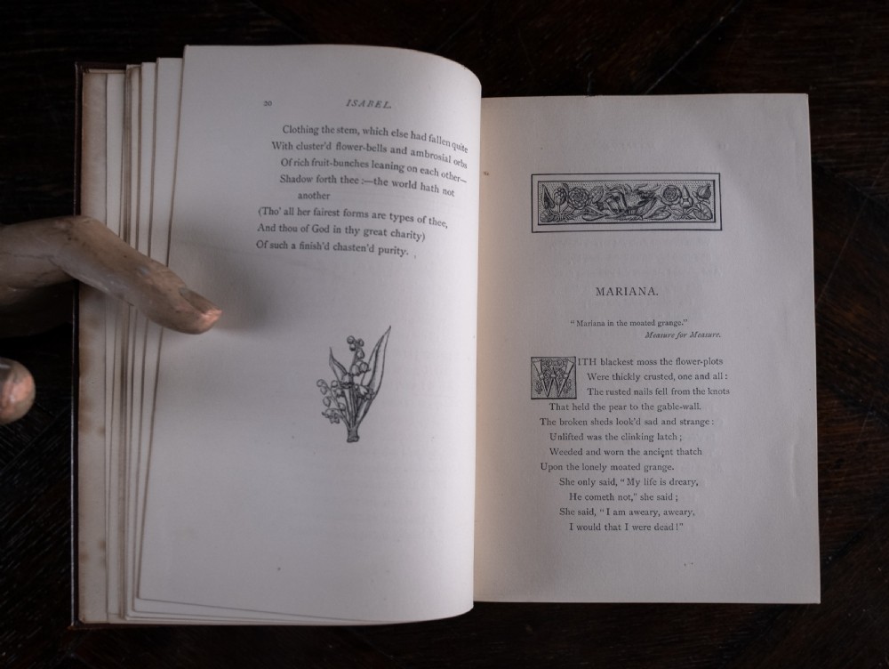 A six-volume set of Victorian brown leather-bound books featuring gilt spine lettering and raised bands. View XII
