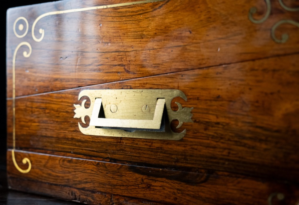 Monumental Rosewood Brass Inlaid Writing Slope, c.1840 View VII