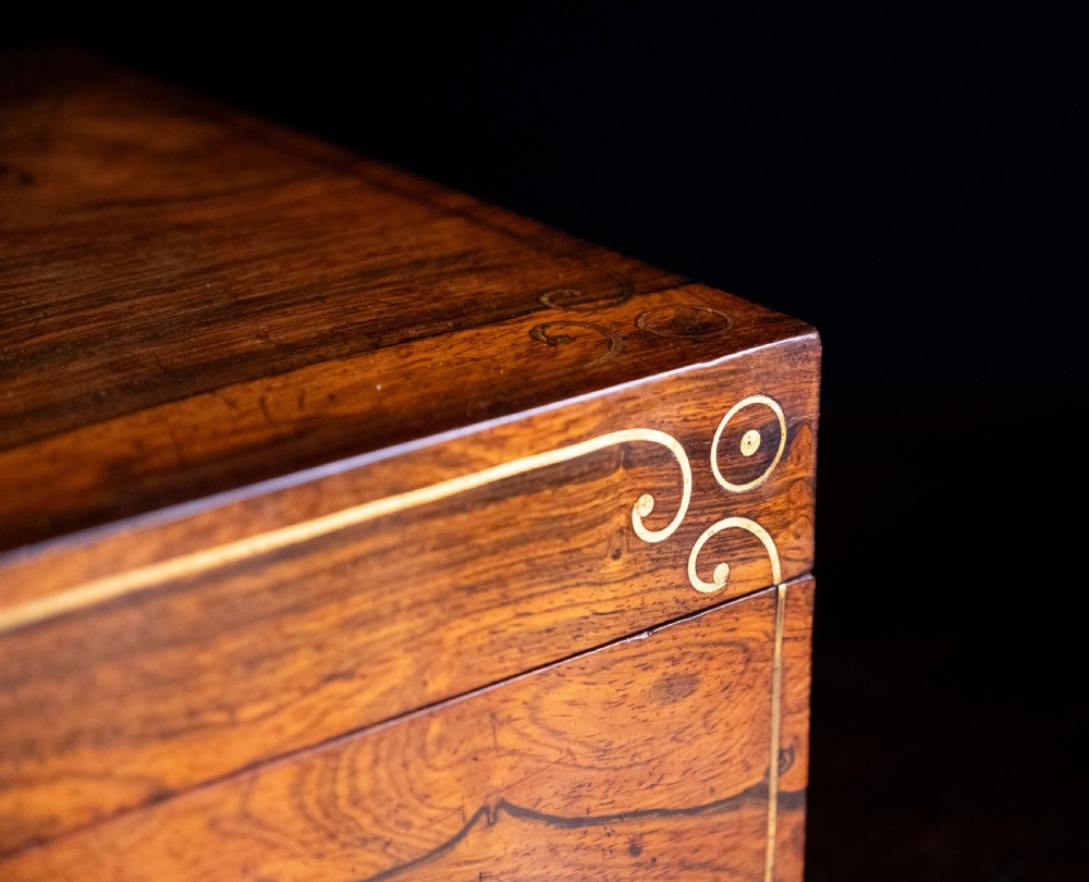 Monumental Rosewood Brass Inlaid Writing Slope, c.1840 View IX