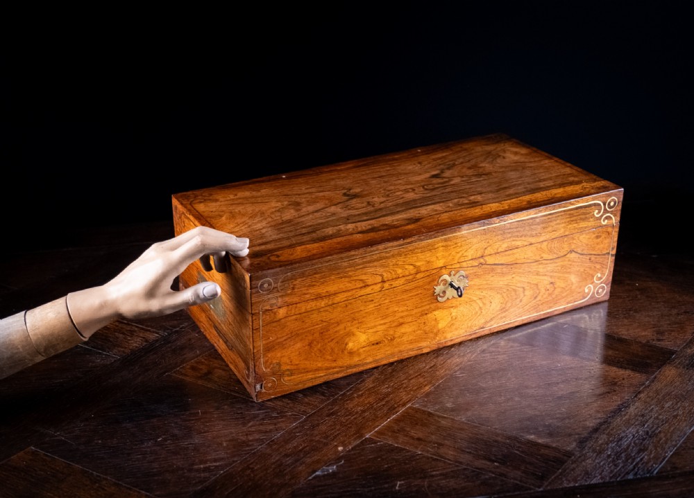 Monumental Rosewood Brass Inlaid Writing Slope, c.1840 View XIII