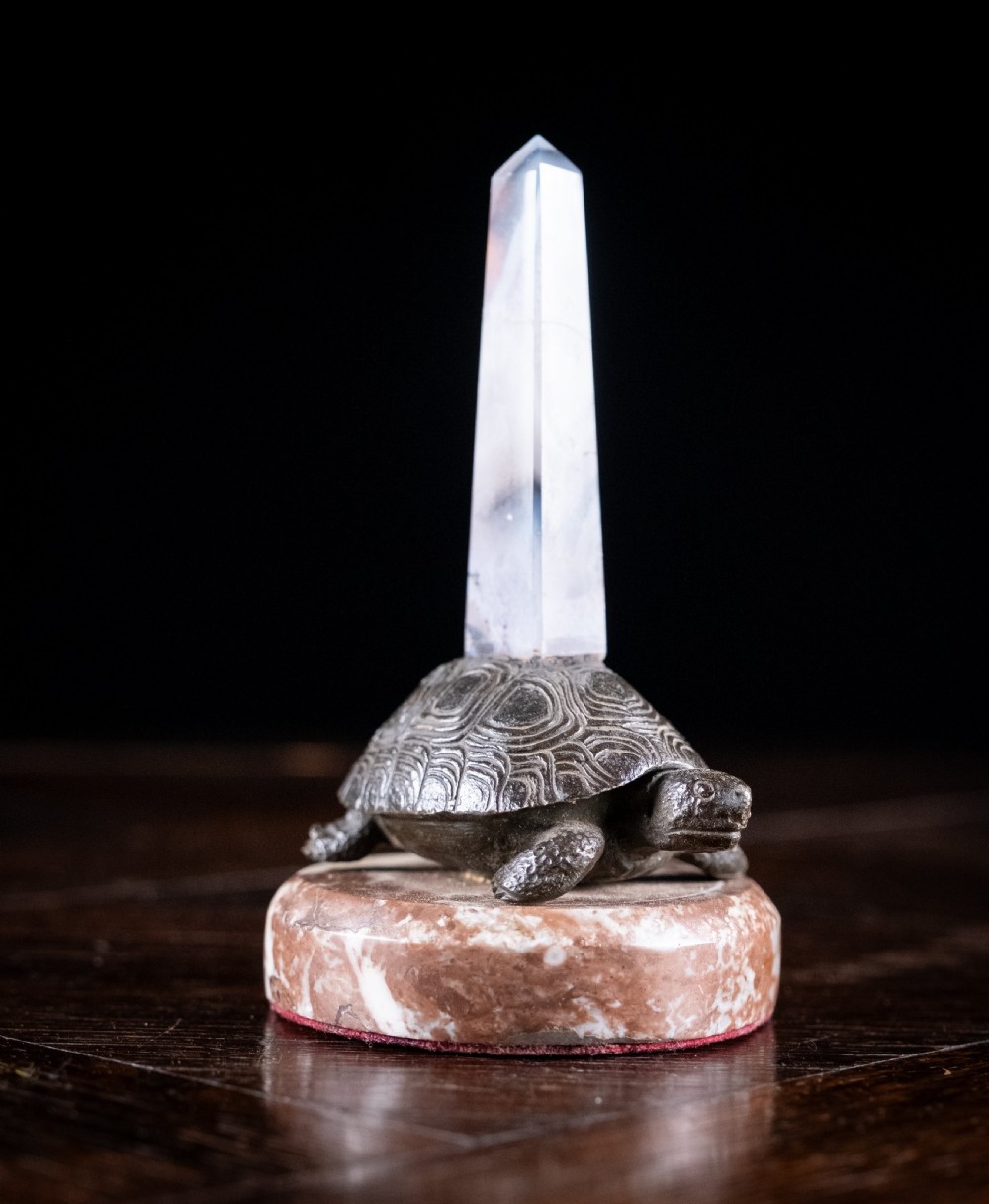 19th Century Bronze and Agate Rotating Tortoise