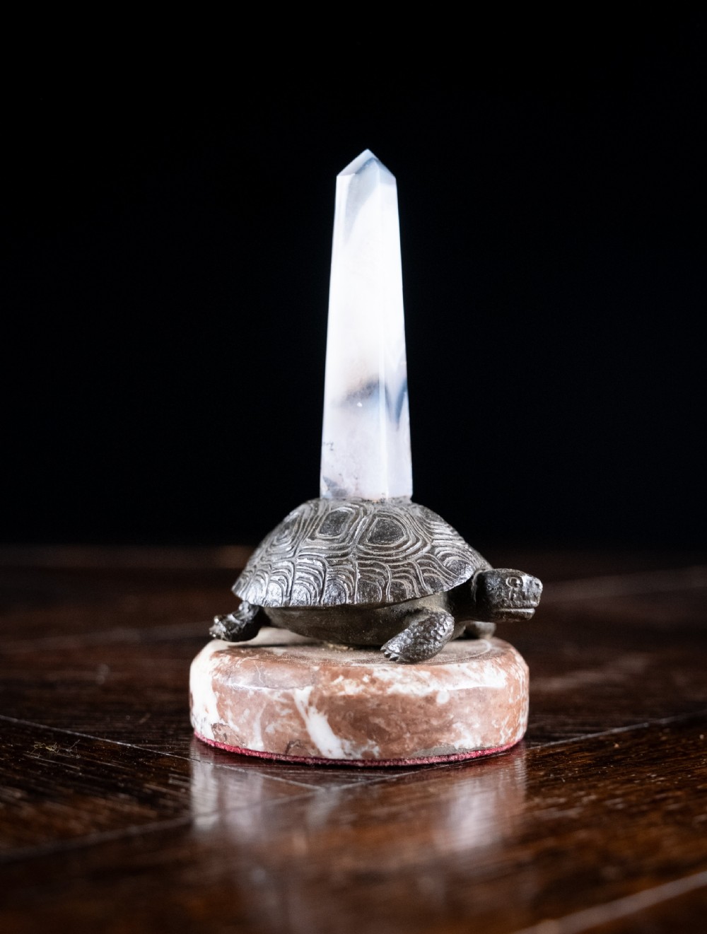 19th Century Bronze and Agate Rotating Tortoise View II