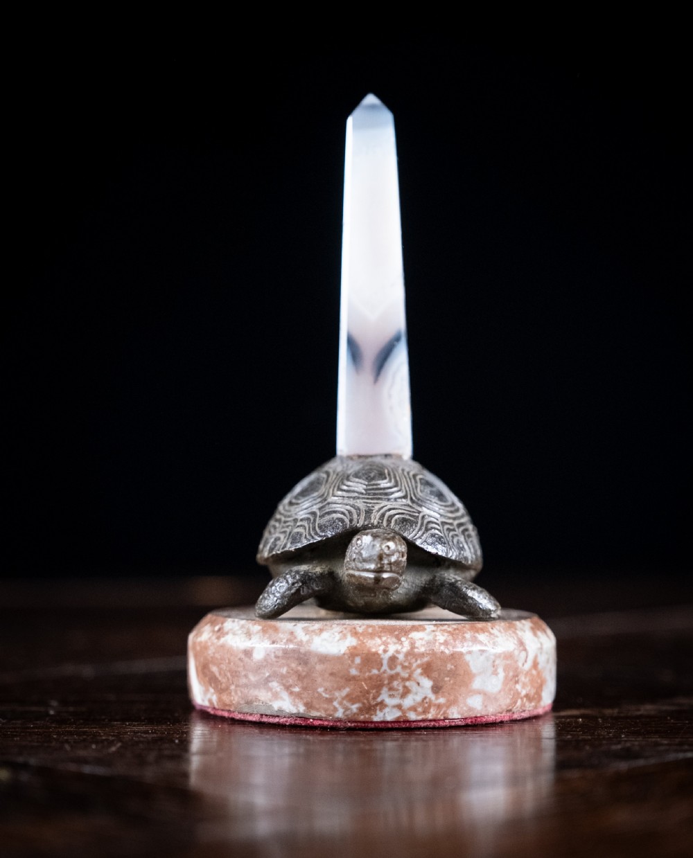 19th Century Bronze and Agate Rotating Tortoise View III