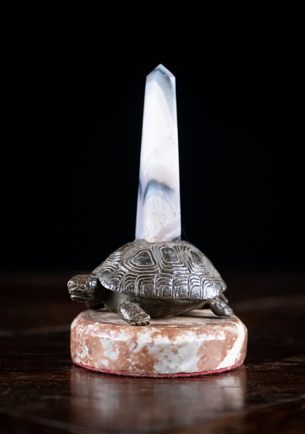 19th Century Bronze and Agate Rotating Tortoise View V