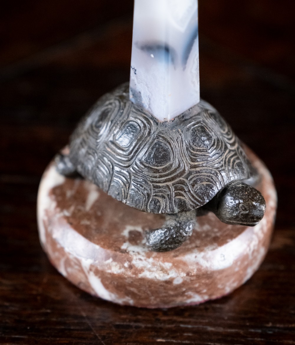 19th Century Bronze and Agate Rotating Tortoise View VIII