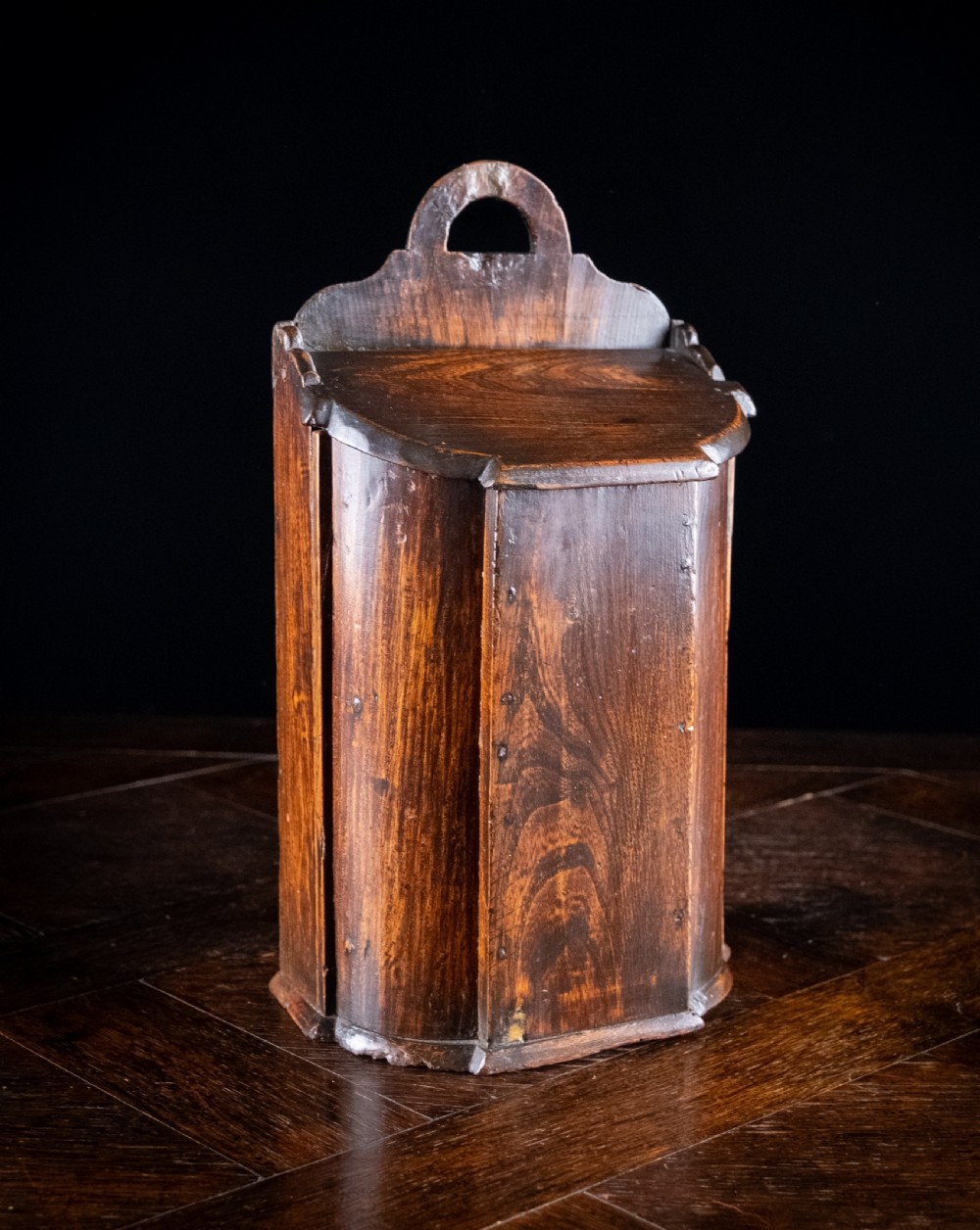 Large Elm Double Compartment Candle Box, c.1800 View III