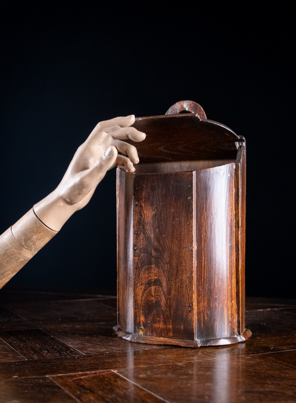 Large Elm Double Compartment Candle Box, c.1800 View IV