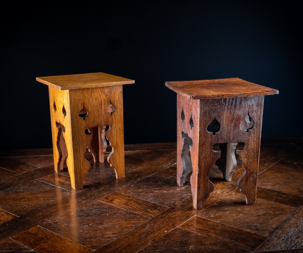 Near Pair Of Liberty & Co Oak Plinth Stands, c.1900 View IV