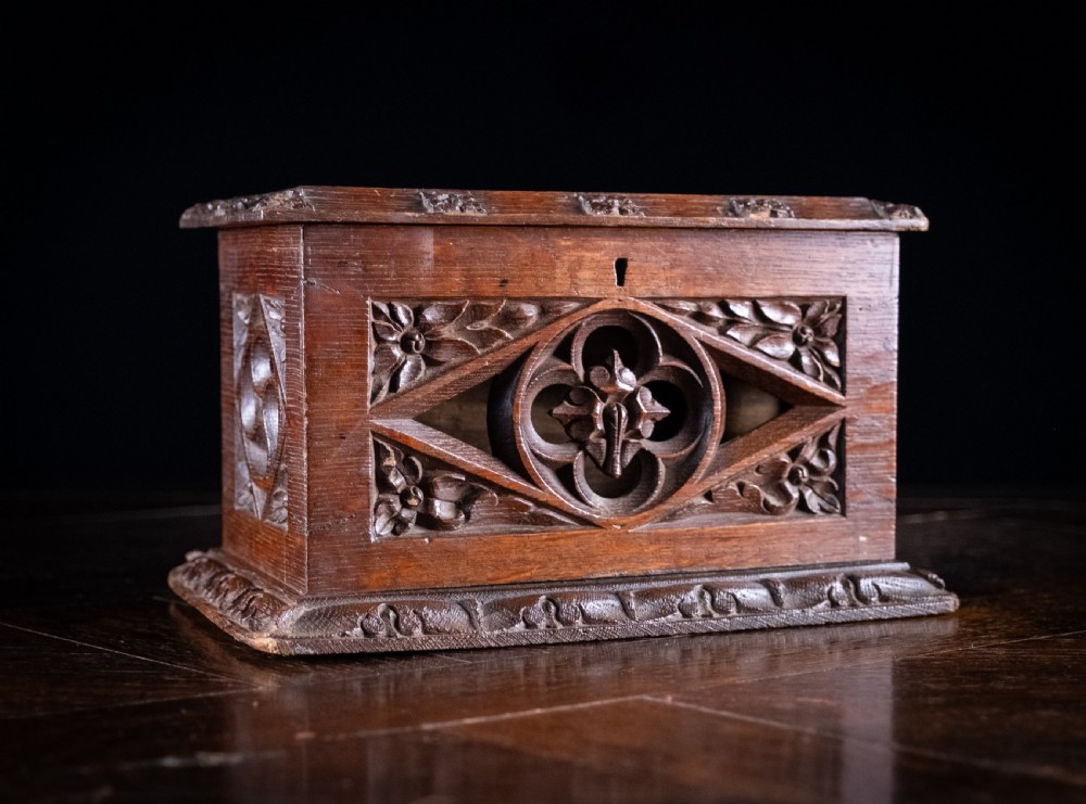 Gothic Revival Oak Letter / Correspondence Box, c.1880