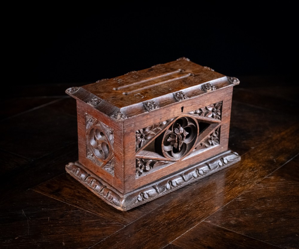 Gothic Revival Oak Letter / Correspondence Box, c.1880 View II