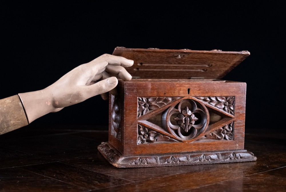 Gothic Revival Oak Letter / Correspondence Box, c.1880 View III