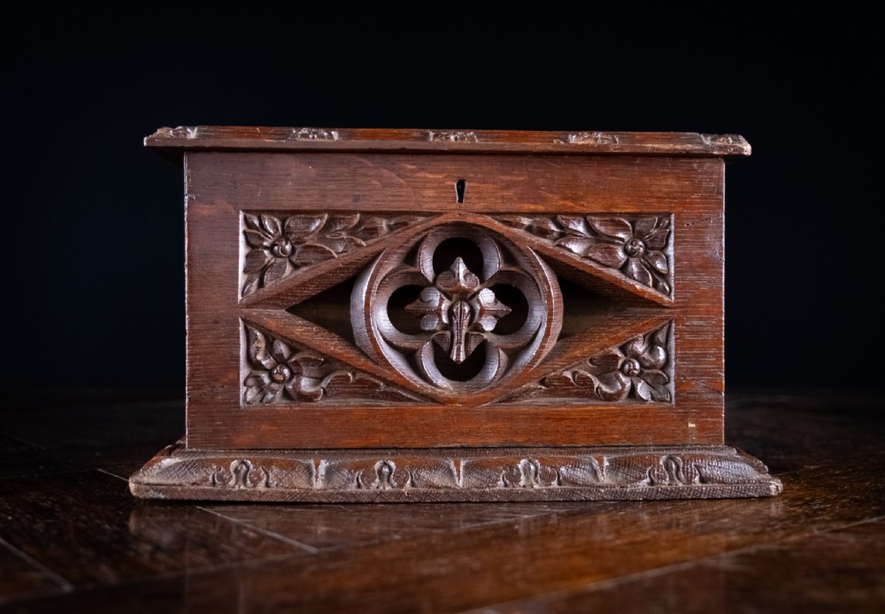 Gothic Revival Oak Letter / Correspondence Box, c.1880 View V