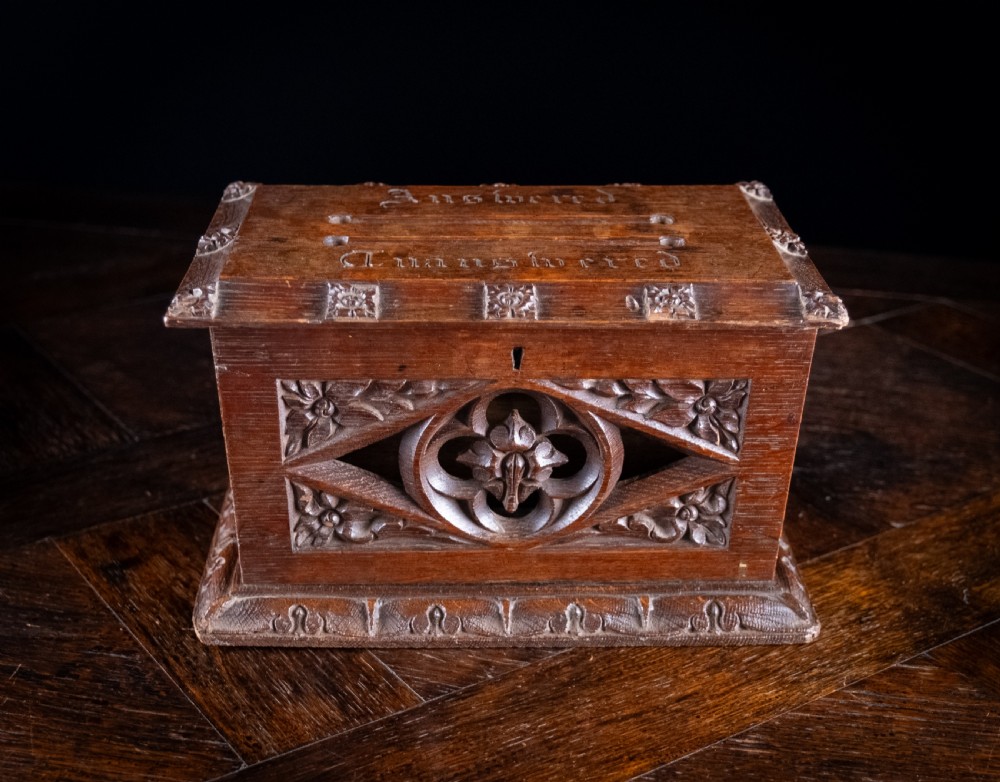 Gothic Revival Oak Letter / Correspondence Box, c.1880 View VI
