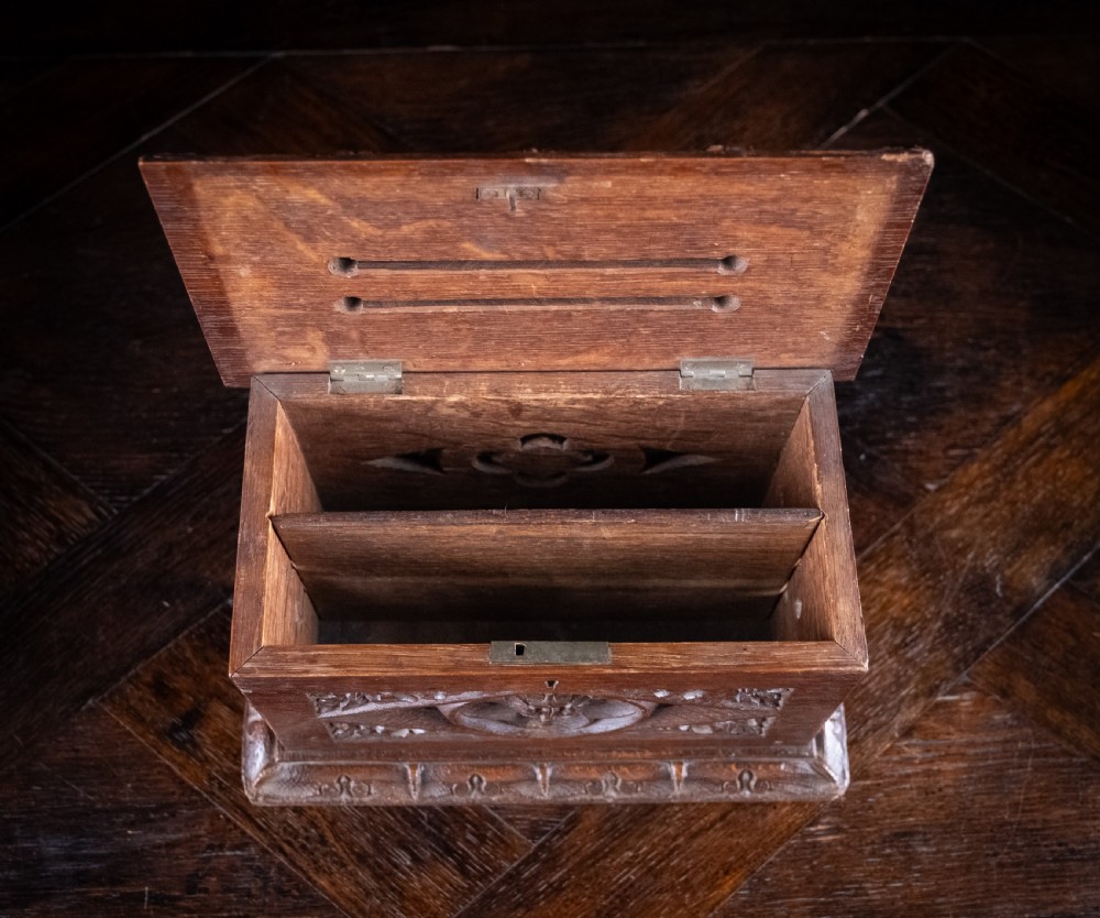 Gothic Revival Oak Letter / Correspondence Box, c.1880 View VIII