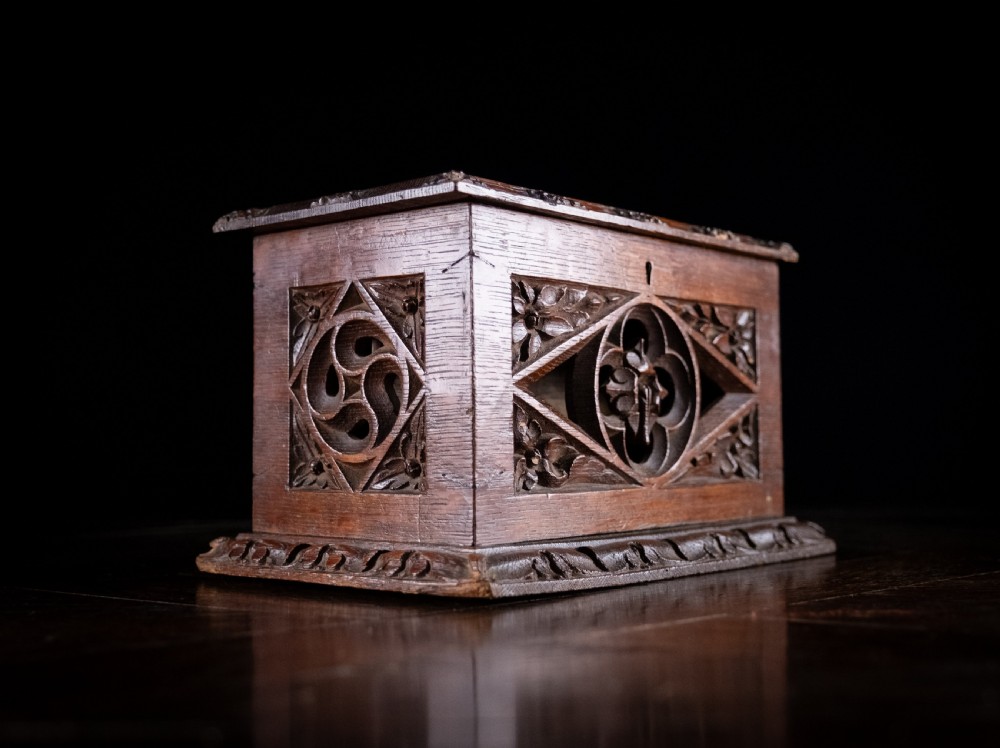 Gothic Revival Oak Letter / Correspondence Box, c.1880 View IX