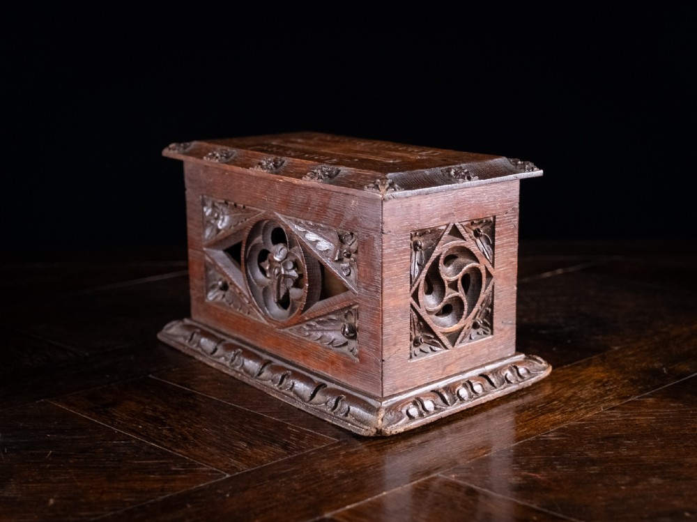 Gothic Revival Oak Letter / Correspondence Box, c.1880 View X