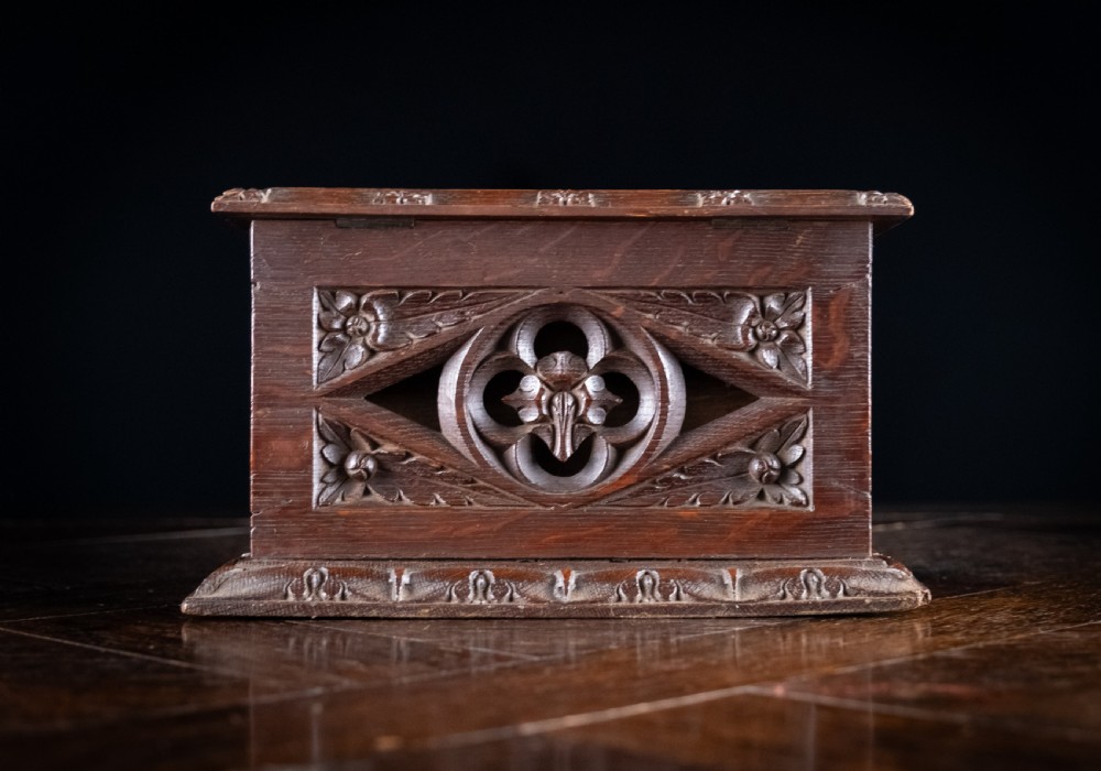 Gothic Revival Oak Letter / Correspondence Box, c.1880 View XI