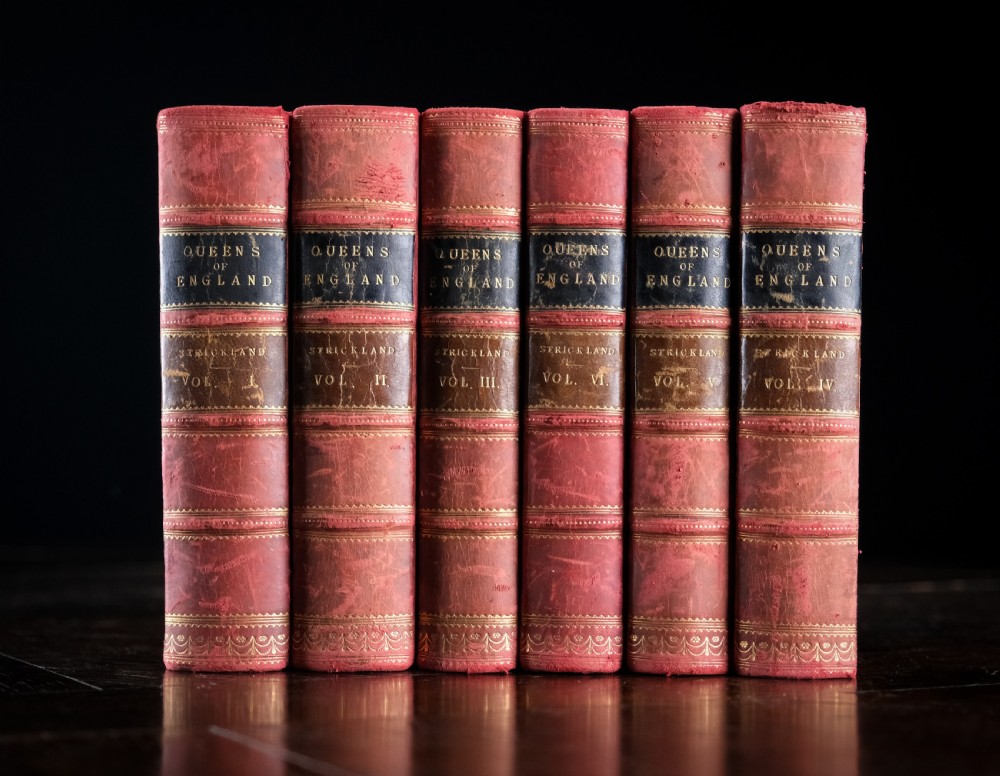 1872 Queens Of England by Agnes Strickland. Six Volume Book Set.