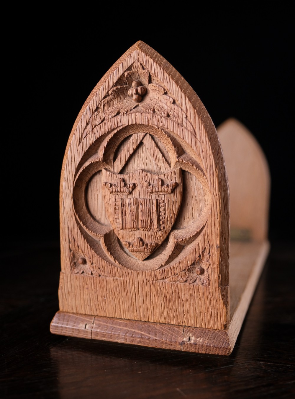 Oxford University Arms Carved Oak Book Slide View II