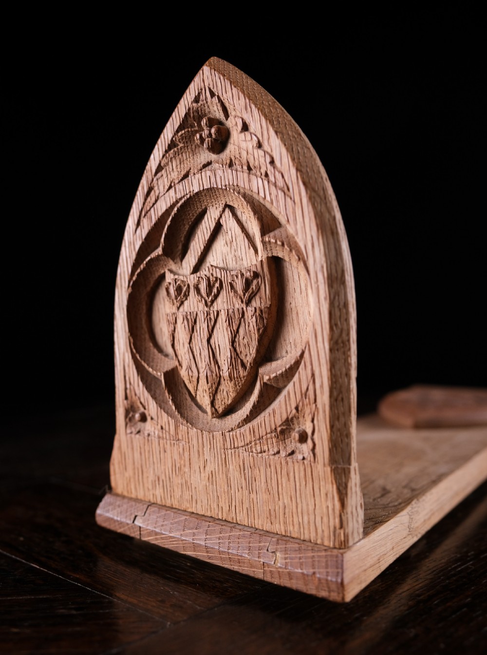 Oxford University Arms Carved Oak Book Slide View VI