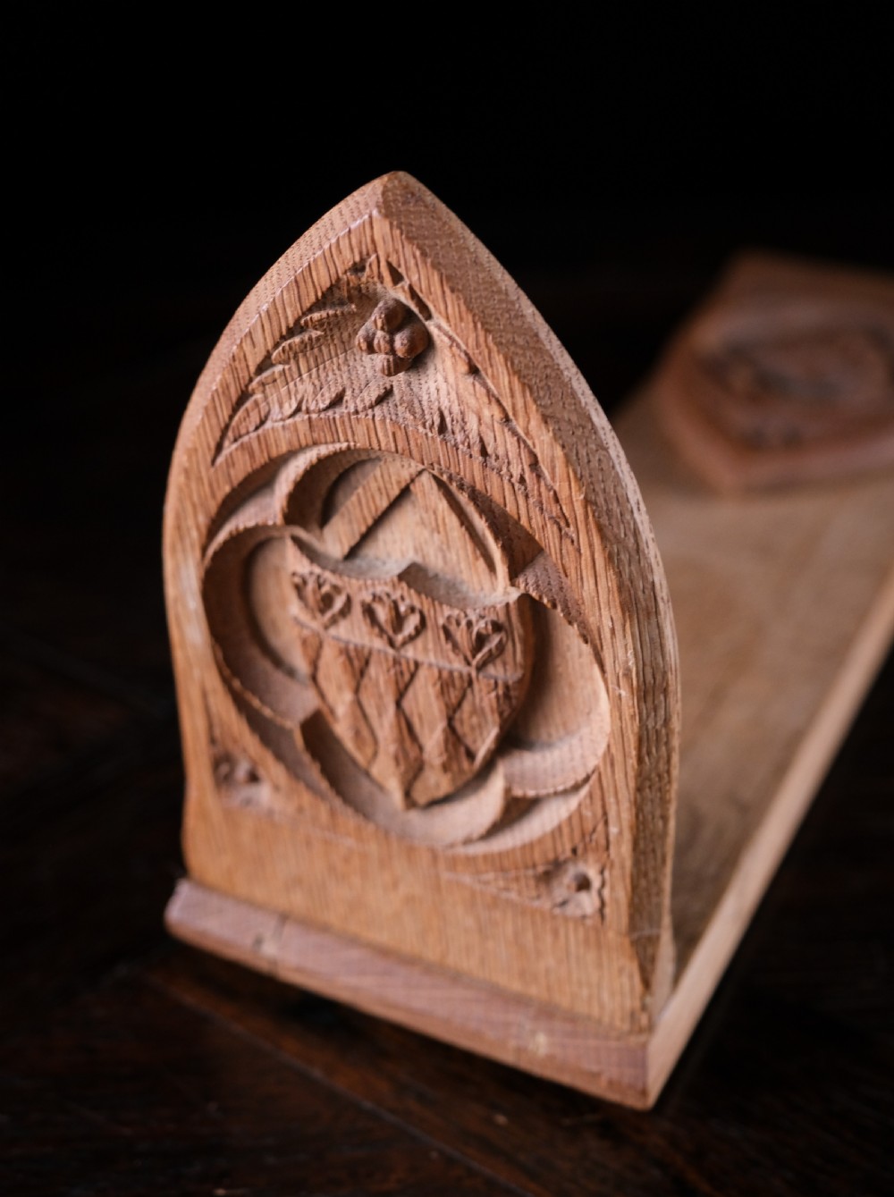 Oxford University Arms Carved Oak Book Slide View VII