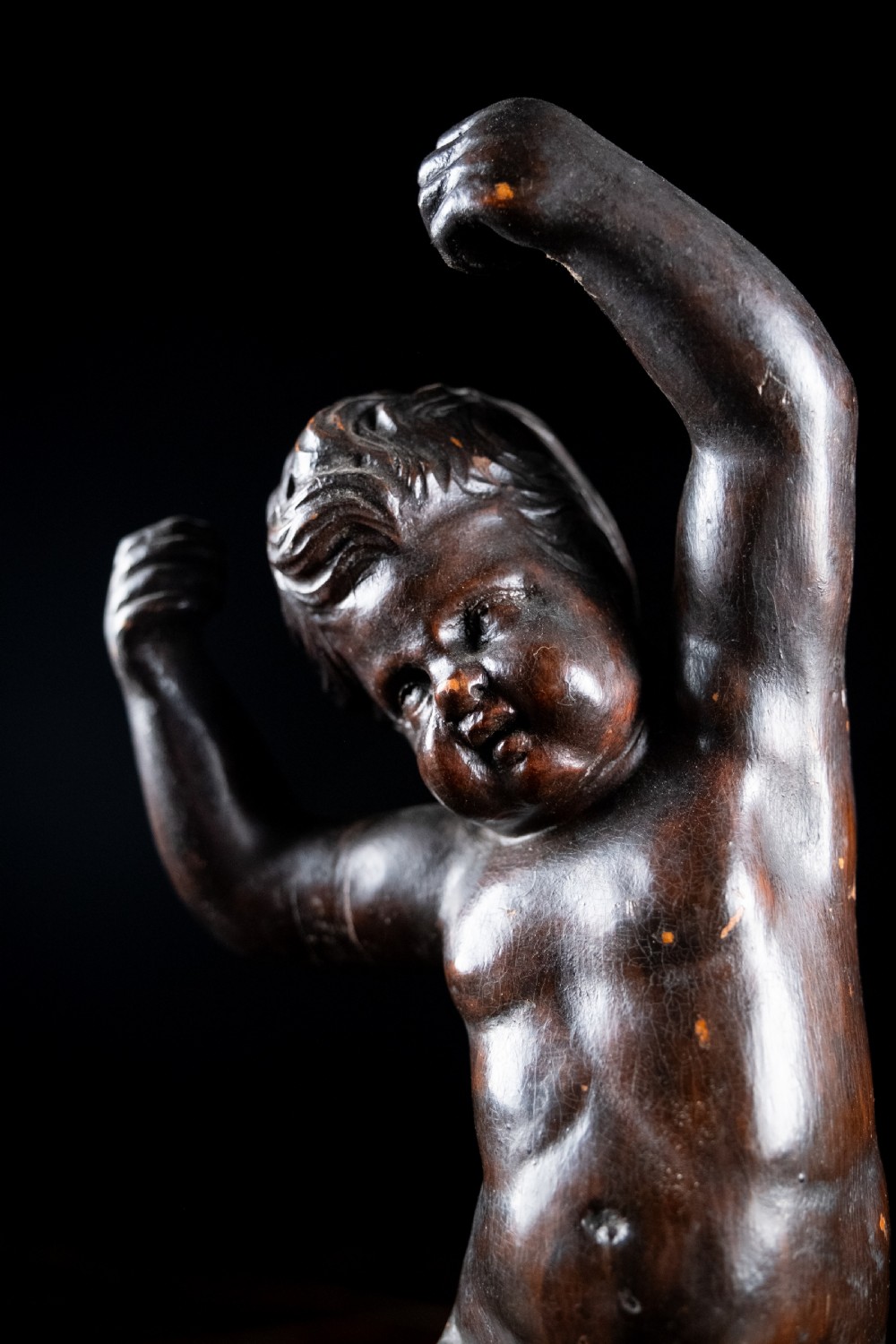 19th Century Ebonised Carved Putto View III