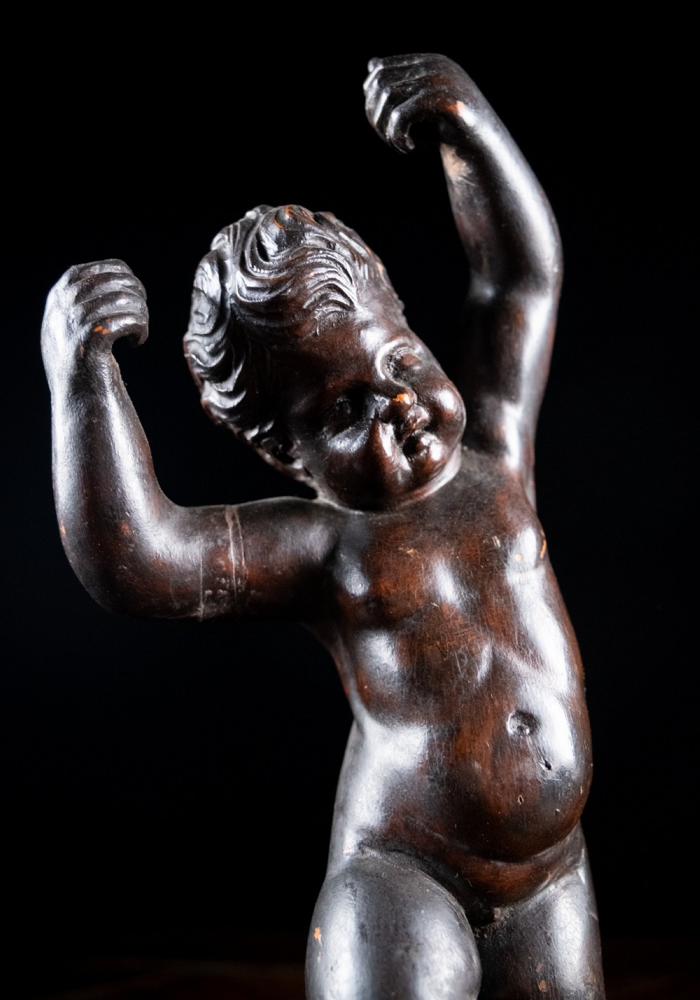 19th Century Ebonised Carved Putto View X