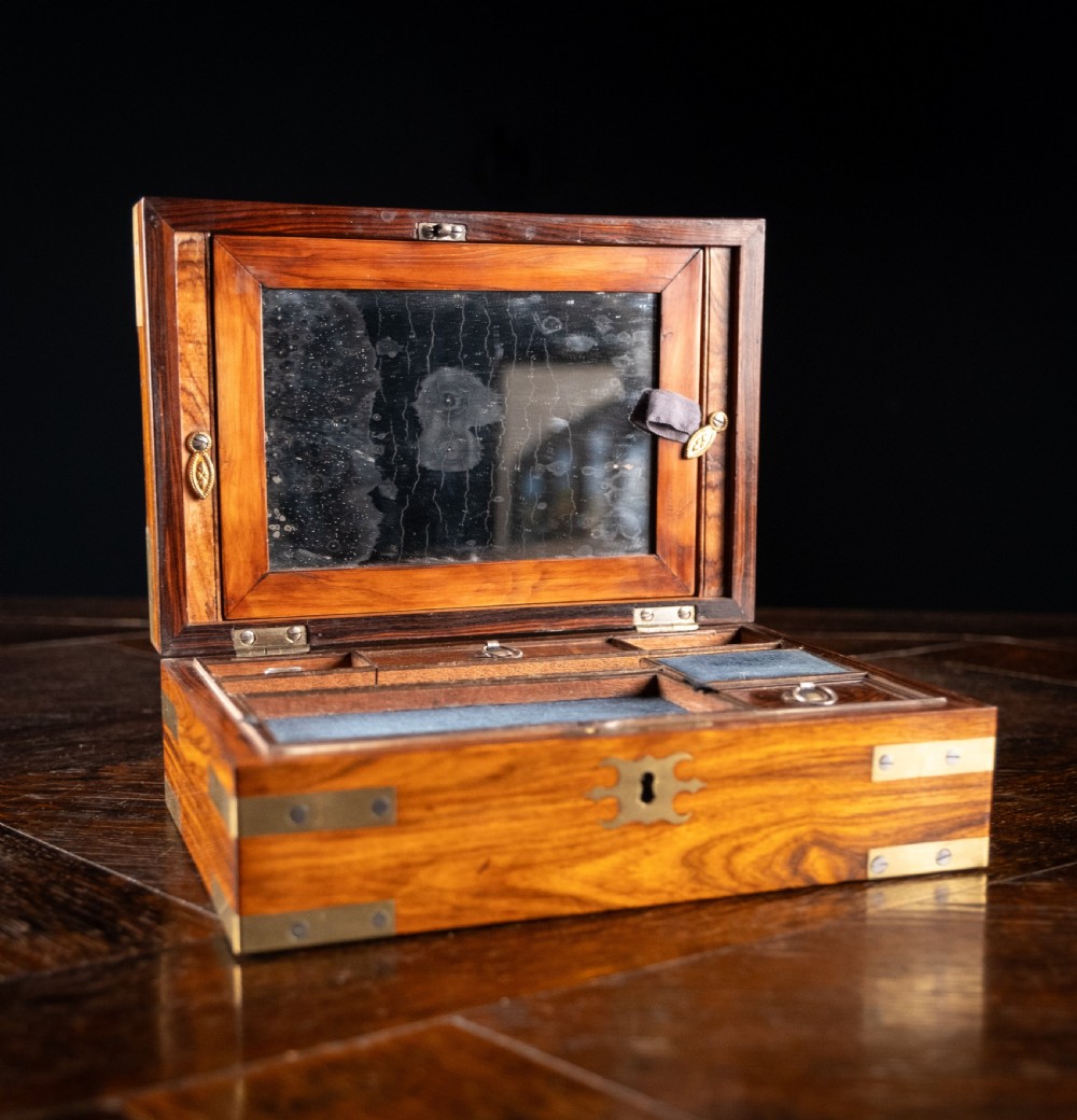 19th Century Brass Mounted Rosewood Campaign Dressing Box